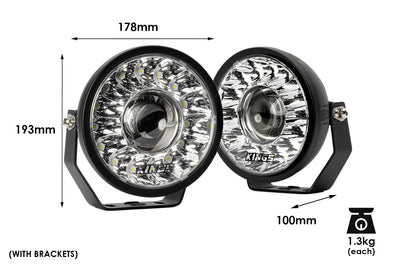 Kings 7” Illuminator Max LED Driving Lights (Pair) | Central LED module | Fitted with OSRAM LEDs | 10,096 Lumens | 1 Lux @ 1,129m